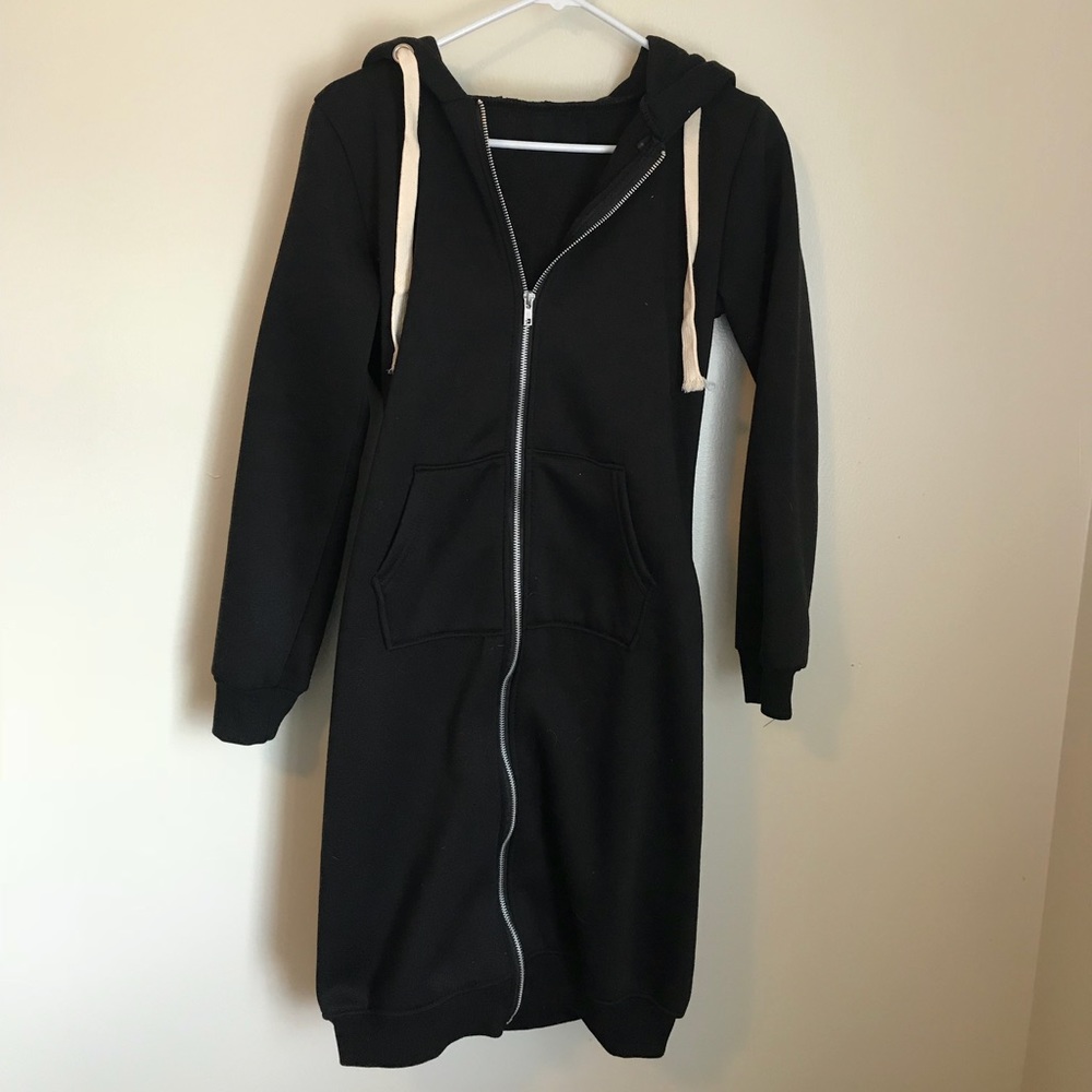 Black extra long hoodie